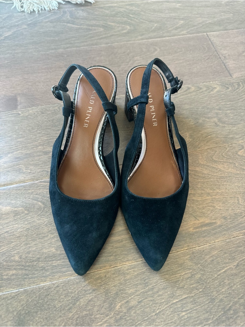 Donald J. Pliner Black Suede Pointed Slingback Mules